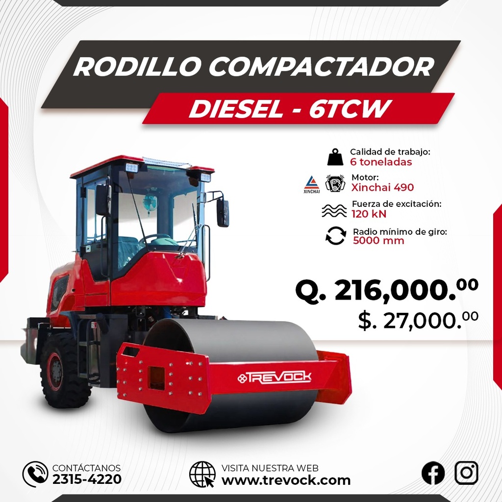Rodo compactador - 6 Ton | Trevock
